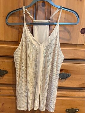 Macy's Cream Sequin Racerback Camisole
